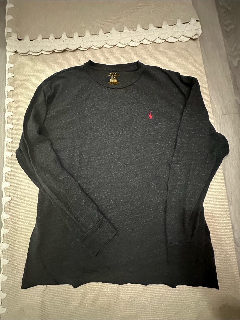 Polo by Ralph Lauren Black Long-Sleeve Crewneck with Red Polo Logo